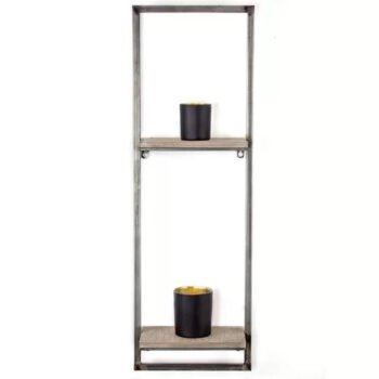 Metal Duvar Rafı Ahşaplı Duvara Sabit Banyo Organizer - Görsel 4