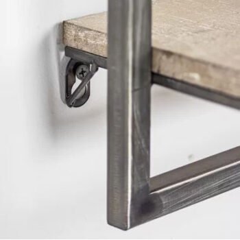 Metal Duş Rafı Ahşaplı Duvara Sabit Banyo Rafı Dekor Raf - Görsel 3