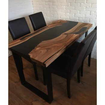 Epoxy Ahşap Masa Epoksi Dolgulu Masa Siyah Epoksi Masa - Görsel 2