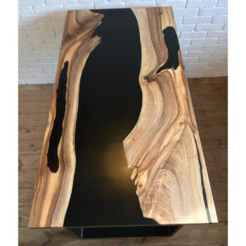 Epoxy Ahşap Masa Epoksi Dolgulu Masa Siyah Epoksi Masa - Görsel 6
