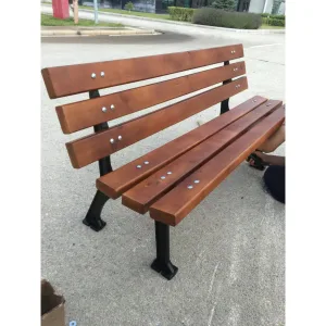Ahşap Bank Döküm Ayaklı Bank Ahşap Bahçe Bankı Park Oturma Bankları – 3. görsel