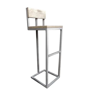 Metal Yüksek Tabure Sırtlı Metal Bar Tipi Sandalye