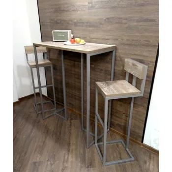 Metal Yüksek Tabure Sırtlı Metal Bar Tipi Sandalye - Görsel 3