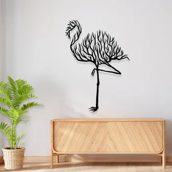 Flamingo Tablo illüstrasyon Tasarım Lazer Kesim Metal Duvar Tablo - Görsel 2