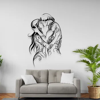 Romantik Çift Yatak Odası Tabloları Öpüşen Çift Temalı Metal Tablo