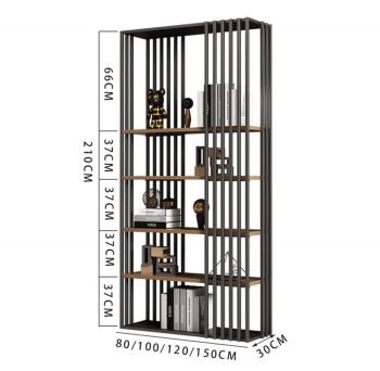Ofis Kitaplığı Ahşap Raflı Metal Profil Kitaplık - Görsel 5
