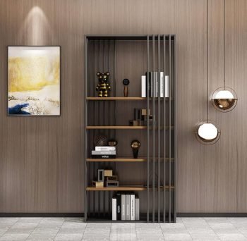 Ofis Kitaplığı Ahşap Raflı Metal Profil Kitaplık - Görsel 3