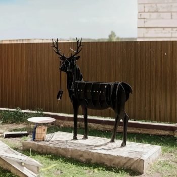 Geyik Görünümlü Mangal Kömürlü Barbekü Metal Geyik Şeklinde Mangal - Görsel 2