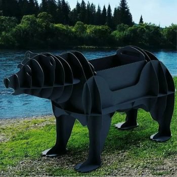 Ayı Mangal Kömürlü Barbekü Metal Ayı Şeklinde Mangal - Görsel 4