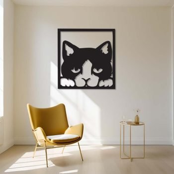Duvar Süs Kedi Figürü Metal Tablo Duvar Dekorasyonu - Görsel 2
