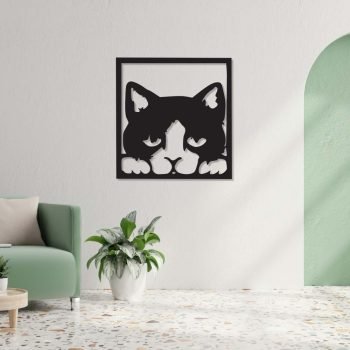 Duvar Süs Kedi Figürü Metal Tablo Duvar Dekorasyonu - Görsel 3
