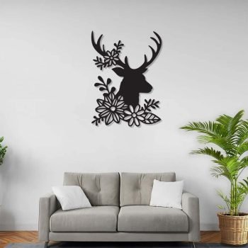 Geyik Tablo Minimalist Duvar Süsü Metal Tablo