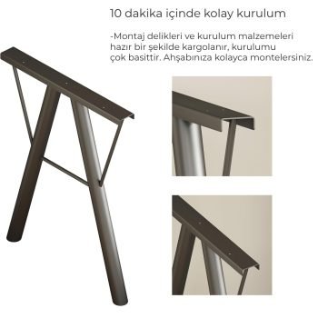 A Harfi Masa Ayağı Metal A Masa Ayağı Sağlam Boru Masa Ayağı Tasarımı Metal Ayak - Görsel 5