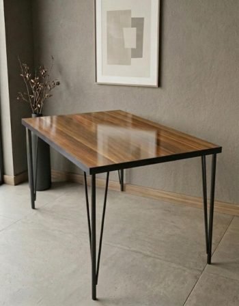 Yemek Masası Mermer Desenli Ceviz Desenli Yemek Masası Salon Mutfak Masası Modern Şık Masa