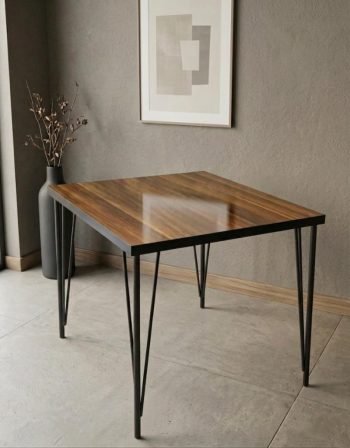 Yemek Masası Mermer Desenli Ceviz Desenli Yemek Masası Salon Mutfak Masası Modern Şık Masa - Görsel 3